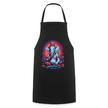 Elefant Psychedelic Art Goa Trance Wald Pilze - Kochschürze - Schwarz - Vorne - AI Model Male 185 dark (185cm)