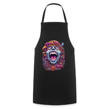 Psychedelic Art Wald Pilze Musik Festival Design - Kochschürze - Schwarz - Vorne - AI Model Male 185 dark (185cm)