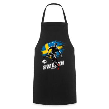 Schwedischer Fußballspieler mit Flagge - Kochschürze - Schwarz - Vorne - AI Model Male 185 dark (185cm)