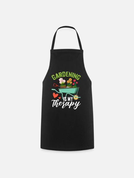 Le jardinage est ma thérapie Jardin drôle de jardinage - Tablier de cuisine - noir