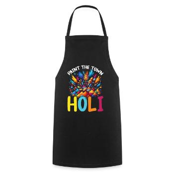 Happy Holi Greetings Hinduism Indian Festival - Cooking Apron - black - Front - AI Model Male 185 dark (185cm)