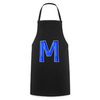 Lettre M - Lettre initiale M - Tablier de cuisine - noir - Devant - AI Model Male 185 dark (185cm)