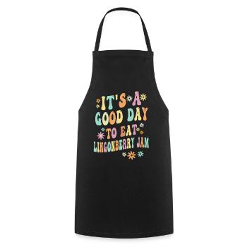 Swedish cranberry jam - Cooking Apron - black - Front - AI Model Male 185 dark (185cm)