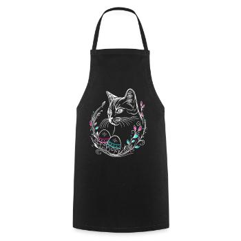 Katze Ostern Ostereier Easter Cat - Kochschürze - Schwarz - Vorne - AI Model Male 185 dark (185cm)