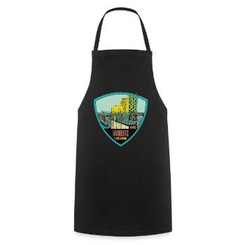 Illustration: , Hamburg - Cooking Apron - black - Front - AI Model Male 185 dark (185cm)