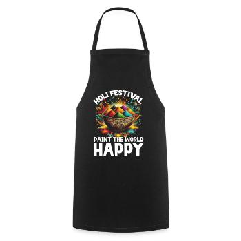 Happy Holi Greetings Hinduism Indian Festival - Cooking Apron - black - Front - AI Model Male 185 dark (185cm)