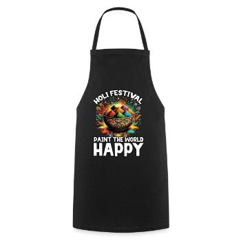 Happy Holi Greetings Hinduism Indian Festival - Cooking Apron - black - Front - AI Model Male 185 dark (185cm)