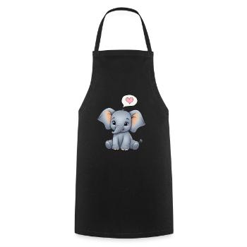 Éléphant Coloré Mignon Éléphant Bébé avec Coeur - Tablier de cuisine - noir - Devant - AI Model Male 185 dark (185cm)