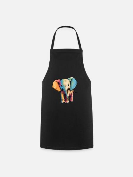 Elefant Bunt Süßes Elefanten Baby Mandala Hindi - Kochschürze - Schwarz