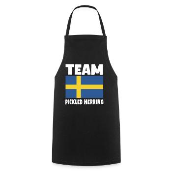 Pickled herring Swedish flag - Cooking Apron - black - Front - AI Model Male 185 dark (185cm)