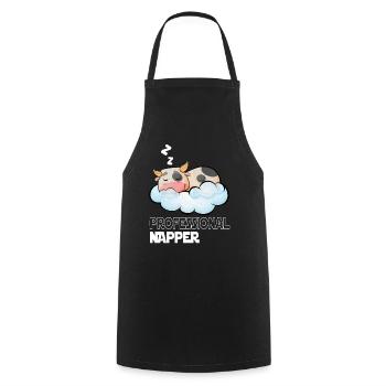 Professinonal Napper Cow Sleeping Late Riser - Cooking Apron - black - Front - AI Model Male 185 dark (185cm)