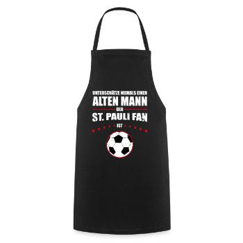 Alter Mann - St. Pauli Fan | Retro Vintage Design - Kochschürze - Schwarz - Vorne - AI Model Male 185 dark (185cm)