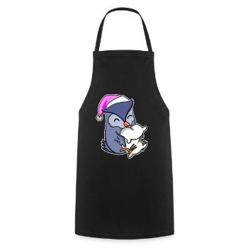 Owl Tired Sleeping Sleep Girl - Cooking Apron - black - Front - AI Model Male 185 dark (185cm)