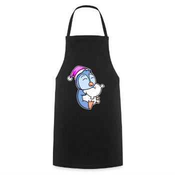 Pingouin fatigué endormi fille endormie - Tablier de cuisine - noir - Devant - AI Model Male 185 dark (185cm)