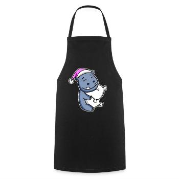 Hippopotame Fatigué Endormi Fille Endormie - Tablier de cuisine - noir - Devant - AI Model Male 185 dark (185cm)