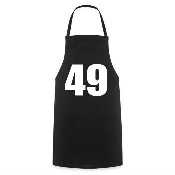 49th Birthday 49 Years Anniversary 49 Years Number 49 - Cooking Apron - black - Front - AI Model Male 185 dark (185cm)