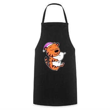 Tigre Fatigué Dormir Fille Endormie - Tablier de cuisine - noir - Devant - AI Model Male 185 dark (185cm)