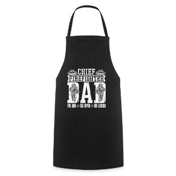 Chief Firefighter Dad The Idol The Myth Fireman - Cooking Apron - black - Front - AI Model Male 185 dark (185cm)