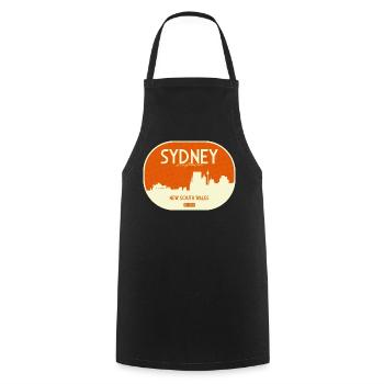 Sydney Skyline Retro Badge - Kochschürze - Schwarz - Vorne - AI Model Male 185 dark (185cm)