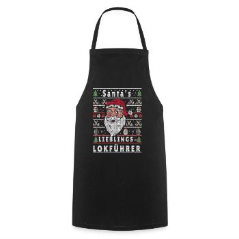 Ugly Christmas SANTA'S FAVORITE TRAIN DRIVER - Cooking Apron - black - Front - AI Model Male 185 dark (185cm)