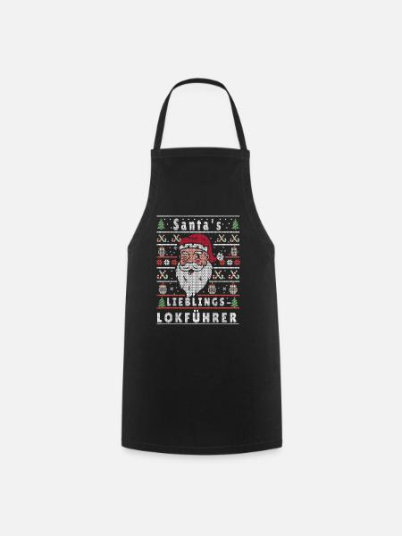 Ugly Weihnachten SANTAS LIEBLINGS Lokführer - Kochschürze - Schwarz