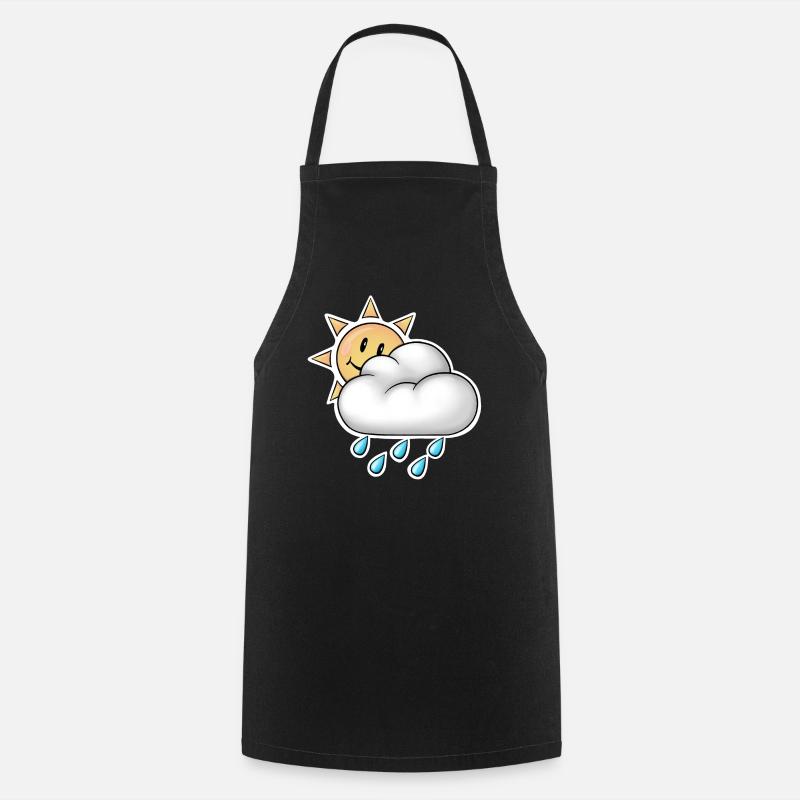 Fröhliche Sonne mit Wolkenregen - Kochschürze - Schwarz