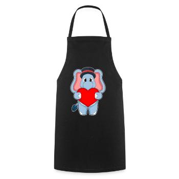 Éléphant marié coeur mariage - Tablier de cuisine - noir - Devant - AI Model Male 185 dark (185cm)