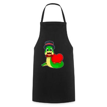 Serpent marié coeur mariage - Tablier de cuisine - noir - Devant - AI Model Male 185 dark (185cm)