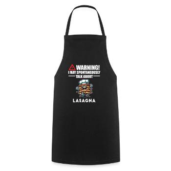 Attention ! lasagnes - Tablier de cuisine - noir - Devant - AI Model Male 185 dark (185cm)
