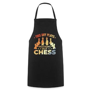 Joueur d’échecs pour enfants - Tablier de cuisine - noir - Devant - AI Model Male 185 dark (185cm)