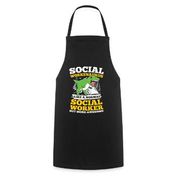Social Workesaurus Like A Normal Worker - Kochschürze - Schwarz - Vorne - AI Model Male 185 dark (185cm)