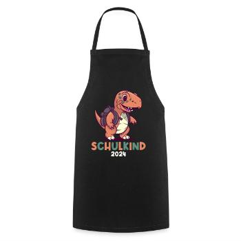 School Enrollment Dinosaur Dino TRex Schoolchild 2024 - Cooking Apron - black - Front - AI Model Male 185 dark (185cm)