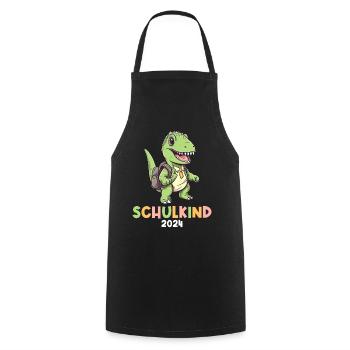 School Enrollment Dinosaur Dino TRex Schoolchild 2024 - Cooking Apron - black - Front - AI Model Male 185 dark (185cm)