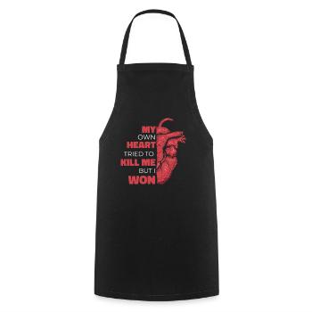 My Own Heart Tried To Kill Me But I Won Open - Cooking Apron - black - Front - AI Model Male 185 dark (185cm)