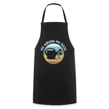 lustige Sprüche Garten Gärtner Regeln retro Logo - Kochschürze - Schwarz - Vorne - AI Model Male 185 dark (185cm)
