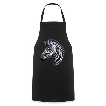 Zebra - Kochschürze - Schwarz - Vorne - AI Model Male 185 dark (185cm)