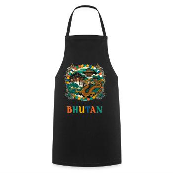 Bhutan Dragon South Asia Thimphu - Cooking Apron - black - Front - AI Model Male 185 dark (185cm)