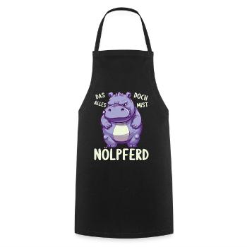 Nilpferd Hippo meckern Meckerer Nölpferd - Kochschürze - Schwarz - Vorne - AI Model Male 185 dark (185cm)