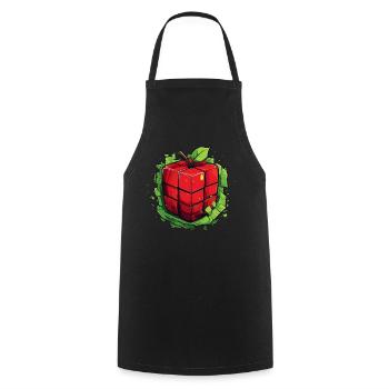 Würfel Apfel Cube Apple - Kochschürze - Schwarz - Vorne - AI Model Male 185 dark (185cm)