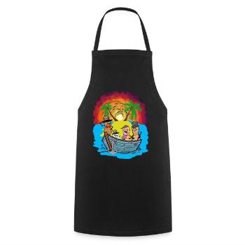 South Seas Expedition Travel Adventure Peanuts Ahoy - Cooking Apron - black - Front - AI Model Male 185 dark (185cm)