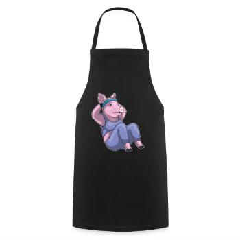 Pig Abdominal Workout Bodybuilding - Cooking Apron - black - Front - AI Model Male 185 dark (185cm)