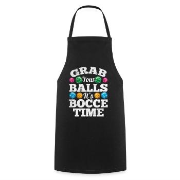 Attrapez vos balles C’est l’heure de la pétanque - Boule de pétanque drôle - Tablier de cuisine - noir - Devant - AI Model Male 185 dark (185cm)