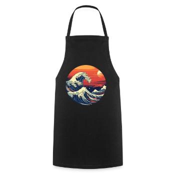 Große Welle The Great Wave Kanagawa - Cooking Apron - black - Front - AI Model Male 185 dark (185cm)