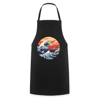 Große Welle The Great Wave Kanagawa - Cooking Apron - black - Front - AI Model Male 185 dark (185cm)