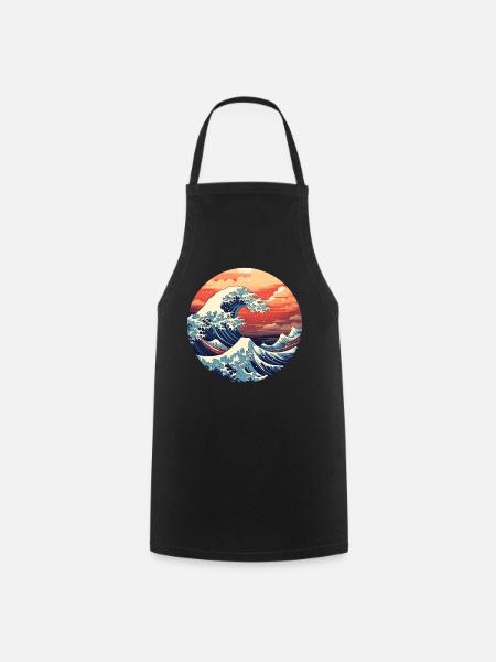 Große Welle The Great Wave Kanagawa - Kochschürze - Schwarz