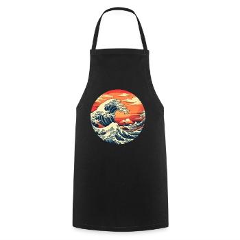 Große Welle The Great Wave Kanagawa - Cooking Apron - black - Front - AI Model Male 185 dark (185cm)
