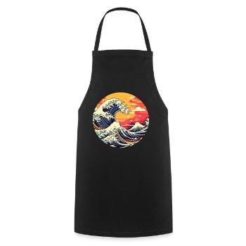 Große Welle The Great Wave Kanagawa - Cooking Apron - black - Front - AI Model Male 185 dark (185cm)
