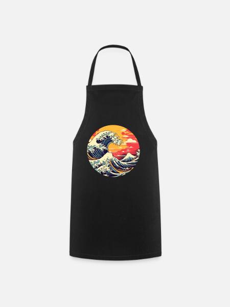 Große Welle La Grande Vague Kanagawa - Tablier de cuisine - noir