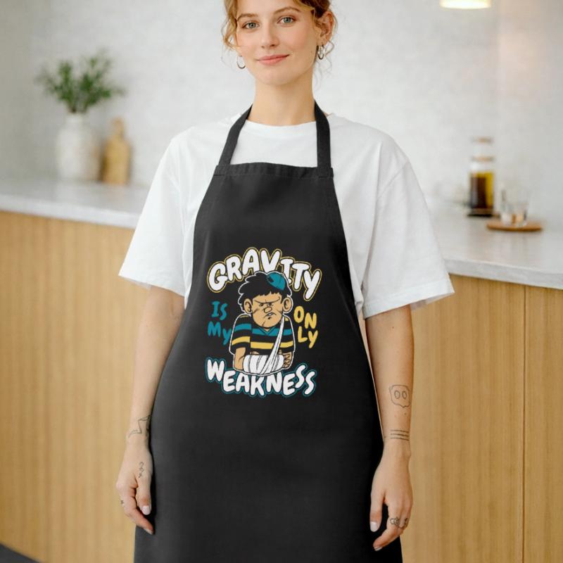 Gravity Is My Only Weakness Broken Finger Bone Cooking Apron