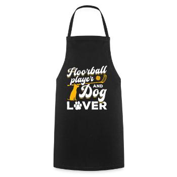 Floorball player and dog lover - Dog Owner Unihock - Kochschürze - Schwarz - Vorne - AI Model Male 185 dark (185cm)